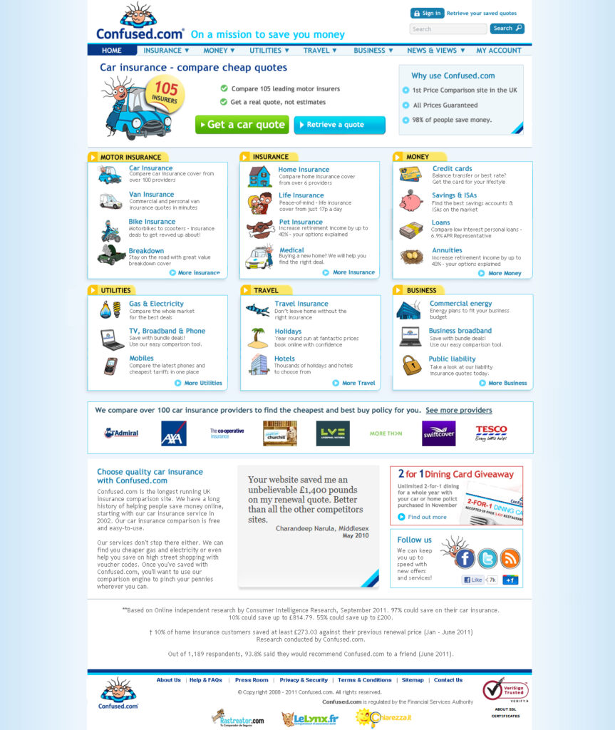 Confused.com homepage redesign work