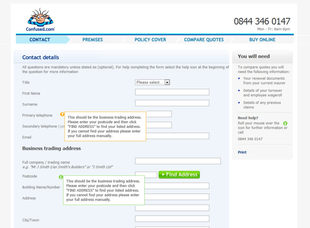 confused.com quote process journey breakdown and redesign - Martin Gray portfolio