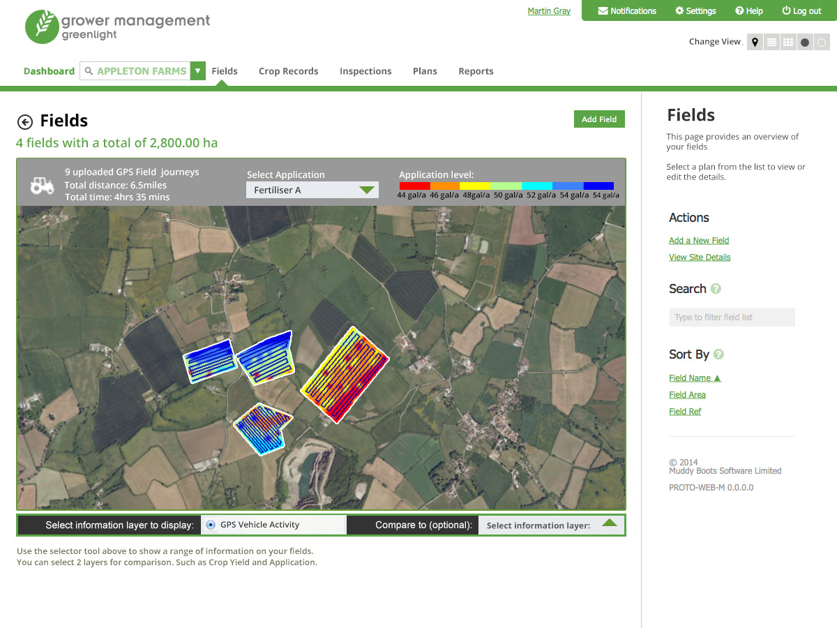 Grower Management Mapping Screens