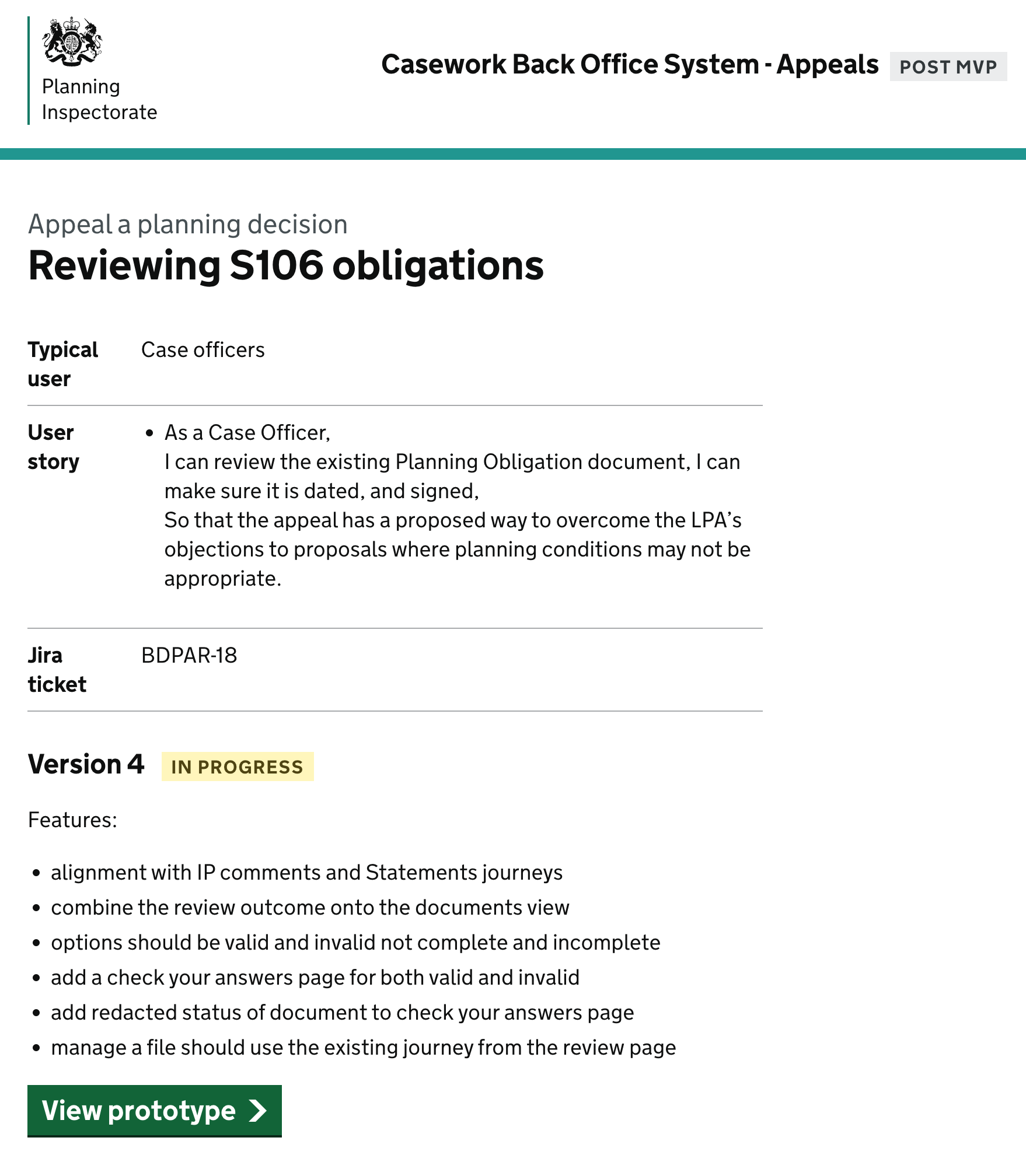 UX design interface for planning appeals service by Martin Gray